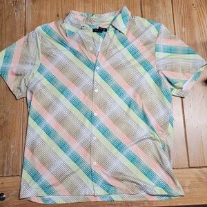 Kenneth Cole New York Pastel Plaid Button Down Shirt